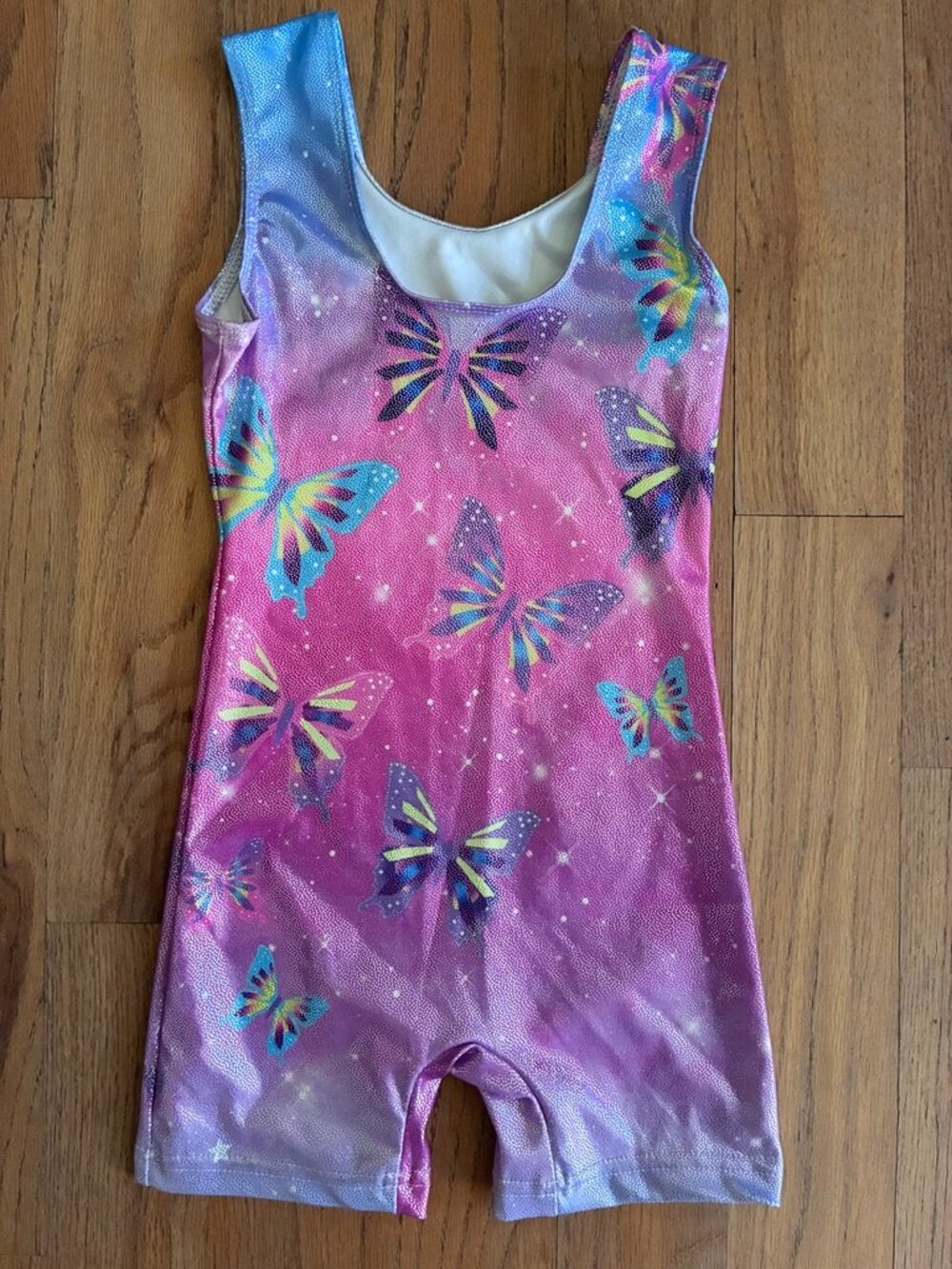 Girls Sparkly Butterfly Gymnastics Biketard Girls Medium (6/7)